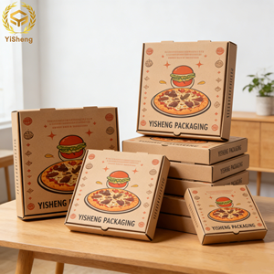 Caja de Pizza al por Mayor de Fábrica, Tamaño Personalizado, Caja de Pizza Ecológica de Papel Kraft <span class=keywords><strong>para</strong></span> <span class=keywords><strong>Llevar</strong></span> con Diseño Autoarmable <span class=keywords><strong>para</strong></span> Alimentos y Bocadillos - Product Image 2