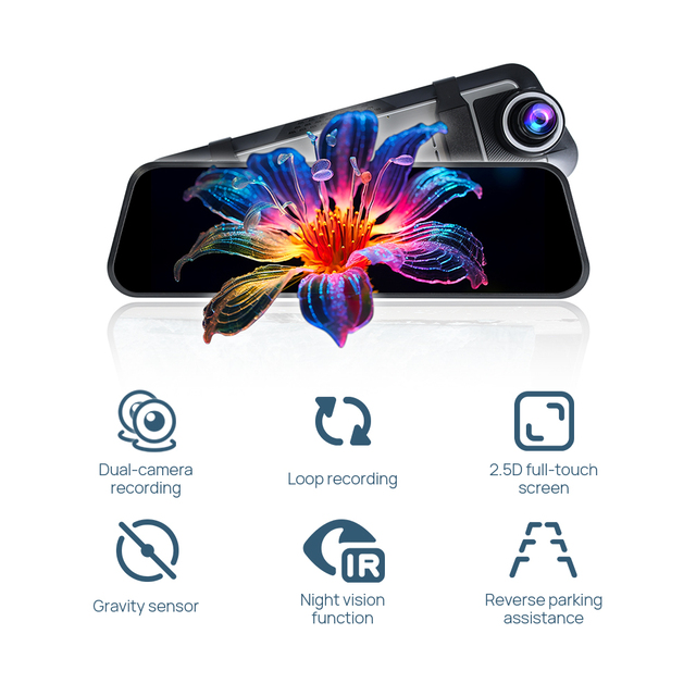 10 Inch Full Screen Touch AHD Car Camera Super Night Dash Cam with 4K 1080P Dual Lens Recording Car Black Box Car Dvr