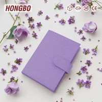 Hongbo meilleure vente 24 couleurs prêt-à-expédier 30MM 6 anneaux en or A6 en cuir de litchi souple planificateur de reliure budgétaire avec feuille de mouche disponible