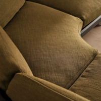 Canapé sectionnel incurvé vert olive moderne avec base en bois, ensemble de meubles de salon design pour villa et maison