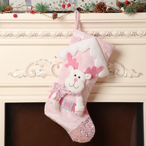 Nouvelles décorations de Noël cadeau Logo personnalisé nom personnalisé broderie tricot rose <span class=keywords><strong>bas</strong></span> de Noël pour enfants cadeau de Noël - Product Image 6