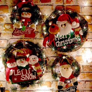 Pequeño muñeco de nieve de mimbre corona alce muñeca colgante de puerta de madera decoraciones de Navidad - Product Image 1