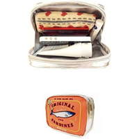 Pochette de maquillage sardine avec logo personnalisé brodé sac de rangement cosmétique en cuir PU avec fermeture éclair