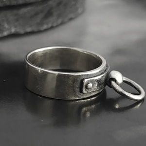 Bague ouverte tendance unisexe style punk vintage en cuivre électroplaqué argent vieilli, personnalisable pour <span class=keywords><strong>couple</strong></span>, par une usine de bijoux - Product Image 2