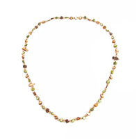 Collier rétro en alliage perlé avec coquillages et cristaux colorés, style bohème, et broches superposées en pierres plates concassées
