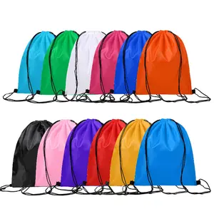 Blank Polyester Bundle Pocket Nylon Fabric Bag Drawstring Storage Gym Backpack Bag Outdoor Training Advertising Pullout Bag