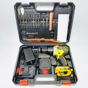 Juego de 35 Piezas de Taladro de Impacto de Litio sin Escobillas de 13 mm, Destornillador Inalámbrico Portátil, Kit de Herramientas Combinadas Amarillo MTK01 - Product Image 1