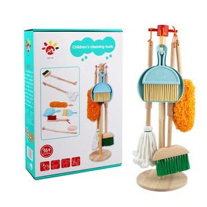 Juego de Limpieza de Casa de Muñecas de Madera, Combinación de <span class=keywords><strong>Escoba</strong></span> y Mopa, Juegos para Niños y Niñas, Juguetes de Madera para la Coordinación Mano-Ojo - Product Image 1