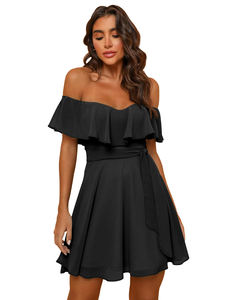 Nouveau style à volants <span class=keywords><strong>Tube</strong></span> Party Mini robe à manches courtes lâche Lady Chic Mini robe de soirée - Product Image 1