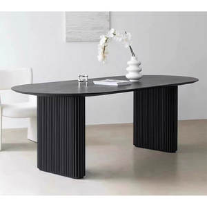 <span class=keywords><strong>Table</strong></span> et chaises de salle à manger rondes en bois <span class=keywords><strong>massif</strong></span> de luxe de <span class=keywords><strong>haute</strong></span> qualité en <span class=keywords><strong>chêne</strong></span> noir - Product Image 2