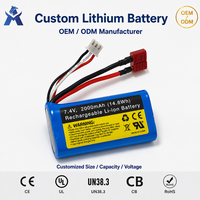 Pacco Batteria 7.4V 18650 2000mAh Ricaricabile agli Ioni di Litio con Connettore JST per Altoparlanti e Scanner di Codici a Barre, Vendita all'Ingrosso