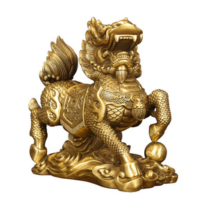 Adorno de Latón Fundido con Figura de Bestia Auspiciosa Qilin, Decoración de Mesa, Figura de Animal del Año Nuevo Chino - Product Image 4