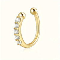 Anneaux de Nez Tendance en Cuivre Miniature Incrustés de Zircons pour Femme, Bijoux de Faux Piercing Nasal Ouvert Exquis à la Finition Délicate