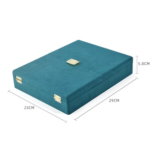 Boîtes de rangement pour bijoux de luxe en cuir haut de gamme, empilables, avec grille de rangement en bois, style minimaliste pour voyage - Product Image 3