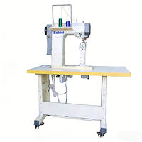 Machine à coudre industrielle électrique multifonction à double aiguille pour chaussures en cuir, avec pied entraîneur et bras vertical