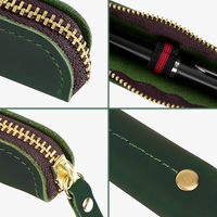 HaoRan Pocket Protect Holder Maker Customization Golf Pencil Bags for Men Leather Bulk Crazy Horse Leather Pen Pouch Handmade