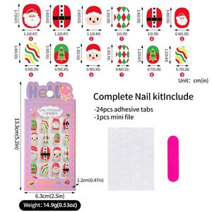 24 pièces/boîte, <span class=keywords><strong>faux</strong></span> ongles pour enfants, couleur <span class=keywords><strong>rose</strong></span>, dessin animé, couleur <span class=keywords><strong>bonbon</strong></span>, Noël, enfants, couverture complète, <span class=keywords><strong>faux</strong></span> ongles, décoration d'ongles pour filles, fête - Product Image 5
