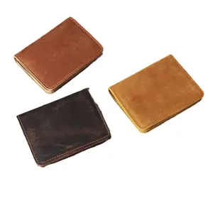 FSW363 Men's Short Wallet Multifunctional Purses Vintage Card Holder Thin Wallets Genuine Leather Clutch Money Bag