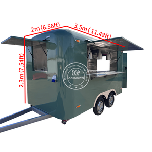 Remorque alimentaire verte personnalisée au <span class=keywords><strong>prix</strong></span> d'usine, remorque de concession rétro en métal pour café, crème glacée, burgers, et affaires mobiles de restauration de rue - Product Image 2