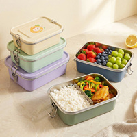 Isolierte Edelstahl-Lunchbox mit Clipverschluss-Deckel, 2 Fächer, Wiederverwendbar, BPA-frei, Thermische Bento-Box für Kinder, Büro und Camping