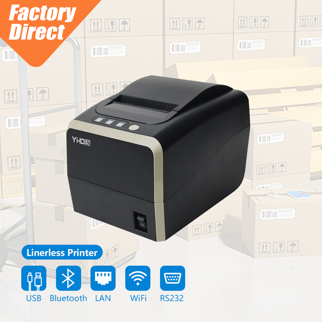 80mm Thermal Receipt Printer 3 Inch Thermal Linerless Barcode Sticker Printer, Compatible with Windows, Linux, Android and IOS