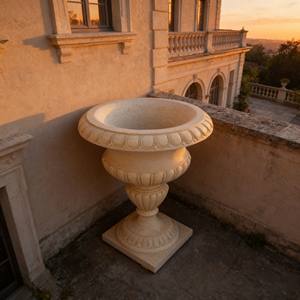 Jarrón Decorativo de Piedra <span class=keywords><strong>Natural</strong></span> de Estilo Occidental, Diseño Nuevo, <span class=keywords><strong>Maceta</strong></span> Clásica de Mármol Beige para Jardín - Product Image 3