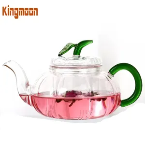 Bule de chá em forma de abóbora com alto teor de borosilicato Bule de vidro de 750ml com infusor de vidro
