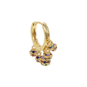 Ciondoli di palla da discoteca colorati arcobaleno gioielli piccoli cerchio appendere cinque palline galleggianti orecchini a cerchio colorati con zirconi da donna - Product Image 4