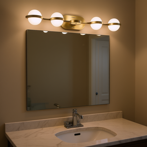 Lámpara de Espejo de Baño Moderna con 5 Bombillas LED, Acabado Dorado Champán, Montaje en Pared, Luz Blanca Cálida de 2700K - Product Image 2