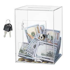 Tirelire réutilisable en acrylique avec serrure, boîte transparente pour pièces de monnaie, tirelire claire avec clé, boîte de collection pour <span class=keywords><strong>comptoir</strong></span> de vente au détail - Product Image 1