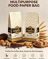 Sacs en papier kraft biodégradables et recyclables pour boulangerie, personnalisables avec logo imprimé en or, vente en gros