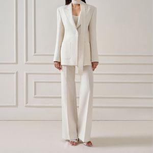 2025 été femmes vêtements MIRRI sable JACQUARD pantalon droit luxe pantalon ensemble printemps porter - Product Image 1
