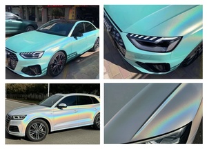 ロマンチックピンクカスタム車両ラップ耐久性のある虹色レインボーダイヤモンドレーザービニールPVCボディ傷防止機能付き車用 - Product Image 4