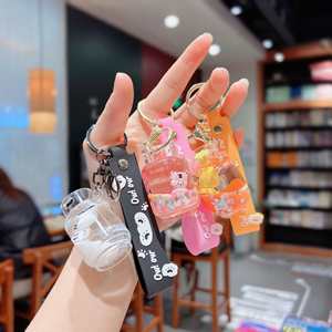 New Style Creative Cute Cartoon Acrylic tiger Key Chain Keyring Quicksand <b>Floating</b> Liquid Kawaii Keychain - Product Image 6
