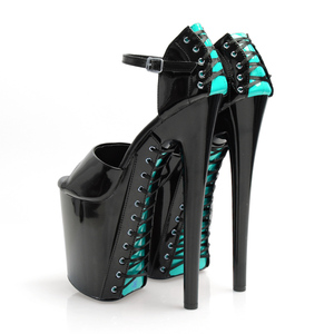 Novità 2021 <span class=keywords><strong>Sandali</strong></span> <span class=keywords><strong>Neri</strong></span> <span class=keywords><strong>con</strong></span> Plateau e Lacci Sexy da Ballerina Esotica Scarpe da Strip Dance e Pole Dance <span class=keywords><strong>Tacco</strong></span> <span class=keywords><strong>Alto</strong></span> 20 cm alla Moda - Product Image 3