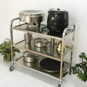 Chariots de cuisine en acier inoxydable personnalisés, directement de l'usine, avec roulettes, chariots de nourriture à <span class=keywords><strong>3</strong></span> étages - Product Image 6