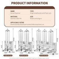WINNERS Outils de service pour petit-déjeuner Distributeur de céréales sèches 4L Distributeur de noix avec base en acier inoxydable pour cafétéria d'hôtel