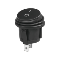 Interrupteur à bascule rond étanche IP65 sans LED, 2 broches ON-OFF 2 positions SPST, interrupteur à bascule pour bateau, bouton noir, anneau en caoutchouc