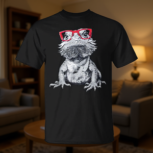 Camiseta Bearded Dragon Nerdy Glasses, color negro, unisex, talla para adultos - Product Image 3