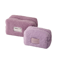 Pochette de voyage en polyester violet taro à motif bonbons, petite/moyenne capacité, en peluche, pour maquillage et accessoires de mode