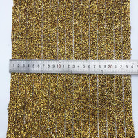 Nouveau Or et Argent Noir Strass Brodé Motif Strass Fer sur Applique Dentelle Nigeria Venise