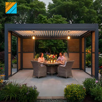 Pergola motorisée de luxe en aluminium avec toit à persiennes, télécommande et écran latéral