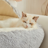 Pluche half gesloten kattenbed hol warm zacht rond nest indoor slaapbed voor katten kittens kleine honden
