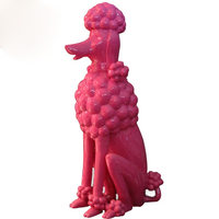Sculpture animale de décoration personnalisée de haute qualité en résine de fibre de verre rose grandeur nature caniche Pudel Statue à vendre