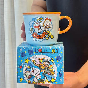 Doraemon <b>Ceramic</b> <b>Mug</b> With Handle Orange Yellow Blue Red Cartoon Design For Kids Back To School Spring 2025 Single Cup - Product Image 4