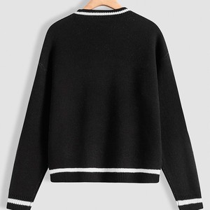 Venta al por mayor Casual V cuello de las mujeres suéter de punto personalizado de algodón de punto Jersey superior patrón geométrico estilo para la señora de la Oficina - Product Image 2