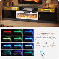 Meuble TV Kalsubo 78 pouces noir et blanc avec prise électrique, éclairage LED et rangements pour téléviseurs jusqu'à 90 pouces, pour salon