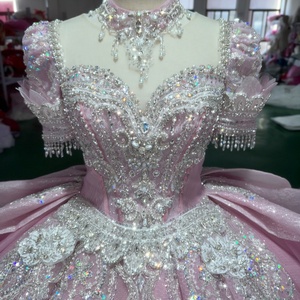 ชุดเดรสงาน Quinceanera รุ่น Jxs13 Royal Plus Size สีชมพู ประดับคริสตัล คอรูปหัวใจ แต่งลูกไม้ระบาย ชายกระโปรงยาวลากพื้น - Product Image 5