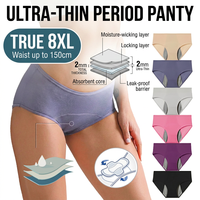 Cómodas Bragas Menstruales Transpirables y Anti-Fugas de 3 Capas, Talla Grande 8XL, de Tiro Medio para Flujo Abundante, Uso Diario