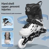Patins à roulettes en ligne professionnels pour hommes adultes Guipai Shi, à une rangée, huit roues, lumières entièrement clignotantes, taille réglable, en maille PU
